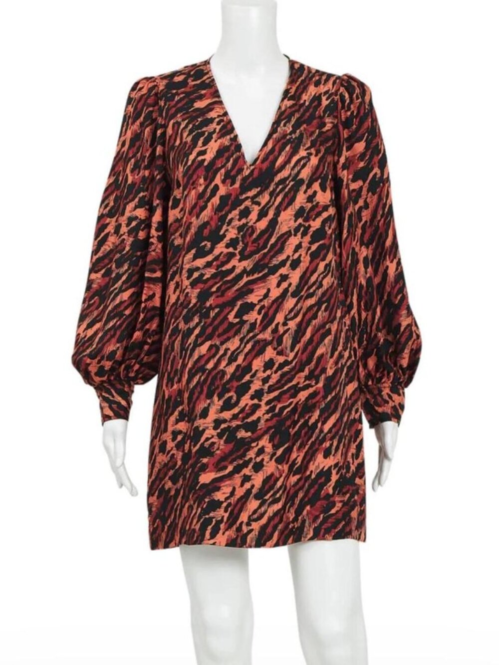 Sandro Paris 100% Silk Leopard Print Mini Dress FR 38 S